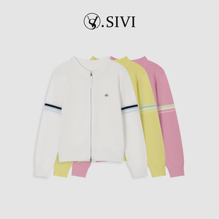 熙薇【春的追逐】2026新款彩条装饰长袖针织开衫毛衣M2024