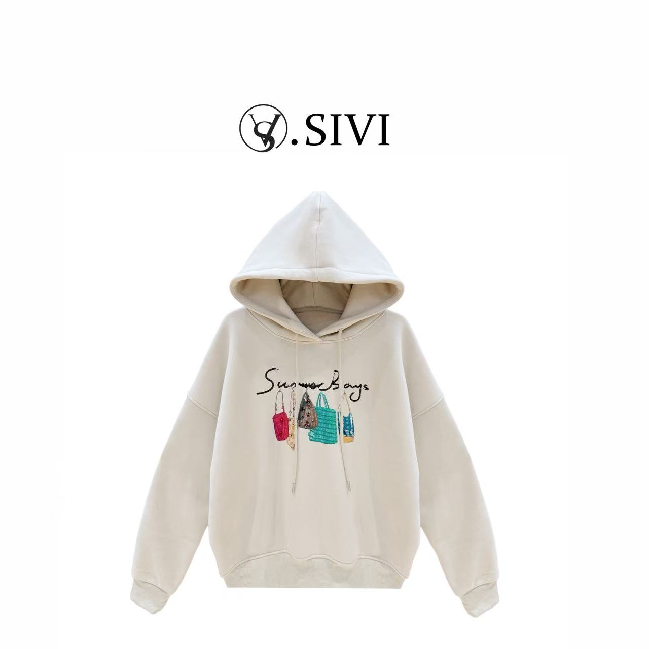 熙薇【一手包办】2025冬季新款时尚休闲重工加绒卫衣H6436