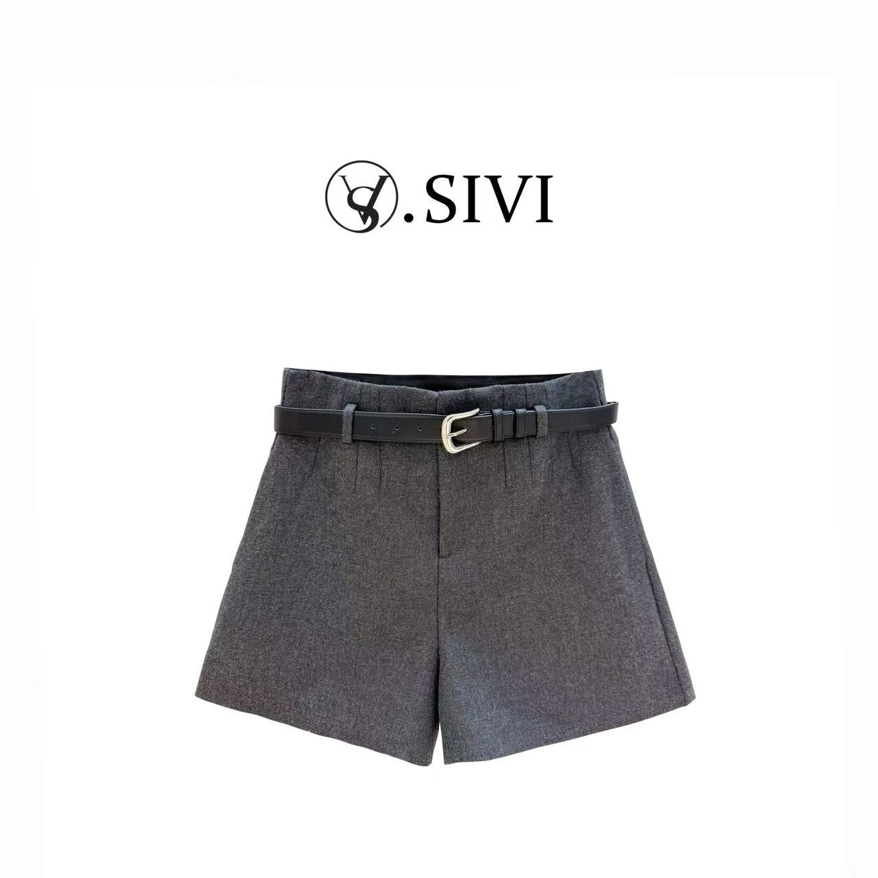 【熙薇SIVI】2025冬季新款休闲百搭气质高腰羊毛短裤H5933