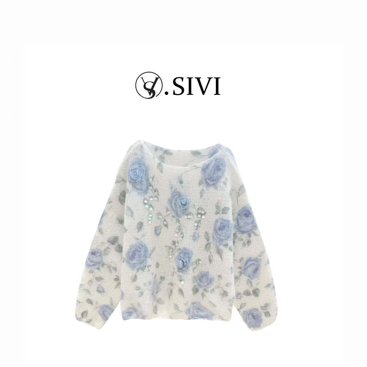 熙薇【初恋情人】2025早秋新款时尚气质休闲马海毛毛衣上衣H5008