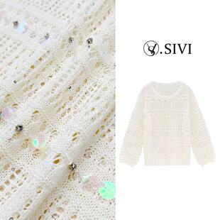 新款 2026春季 针织亮片镂空毛衣M2508 仙镂幻纱 熙薇