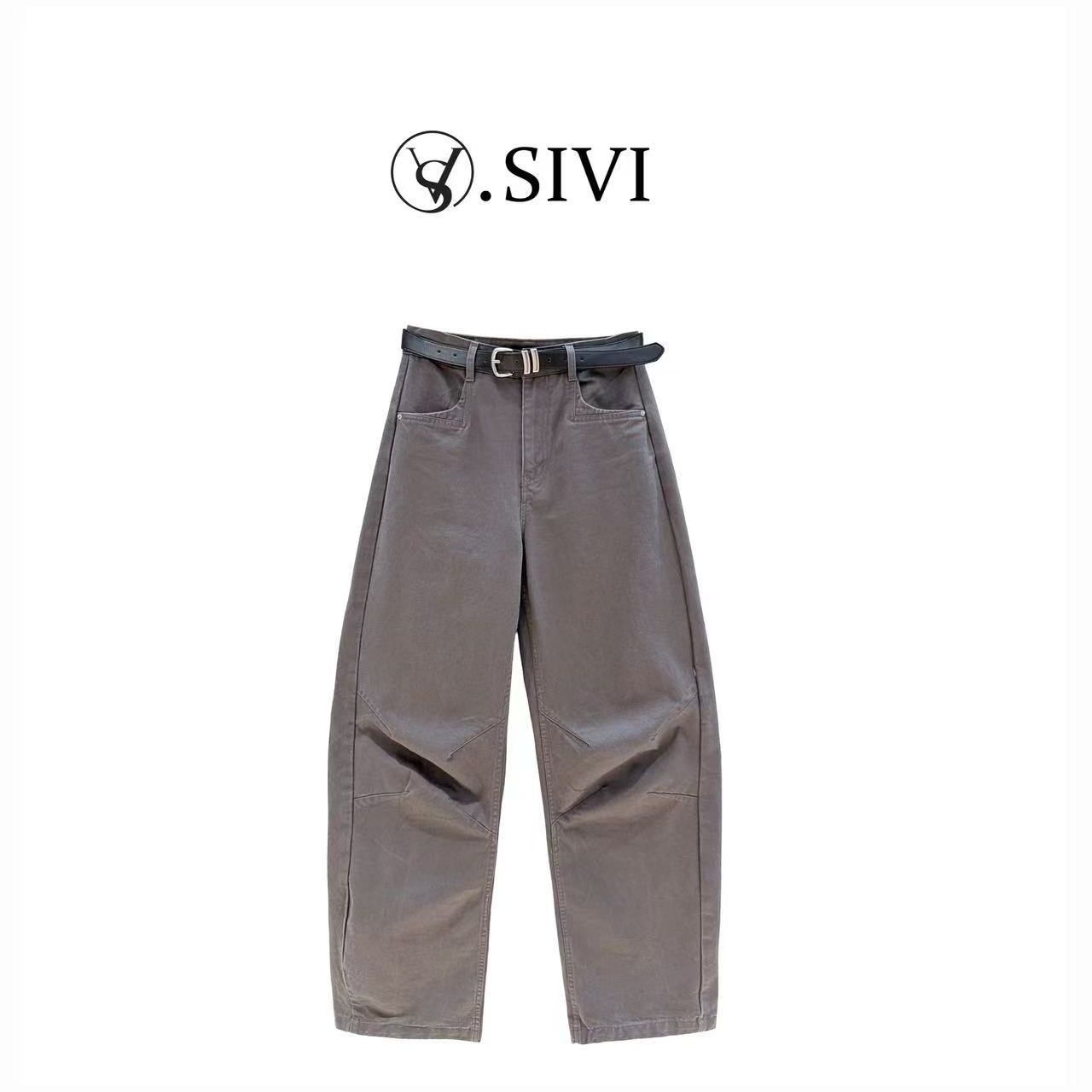 熙薇【叶落惊风】2025早秋新款休闲百搭100 棉工装香蕉裤H3761