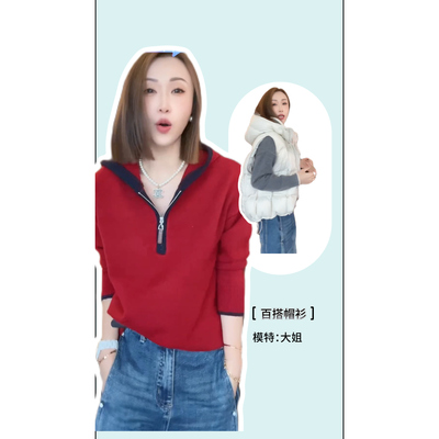 熙薇【亲密爱人】2025秋季新款时尚休闲百搭毛衣帽衫H5726