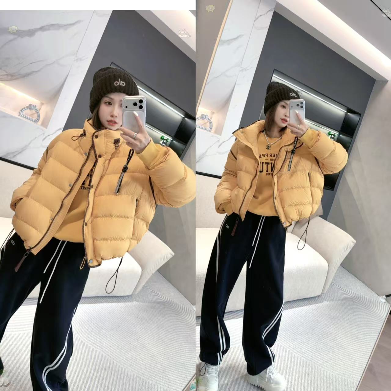 熙薇【暖冬帧像】2025冬季新款南瓜黄设计师款羽绒服外套H6336