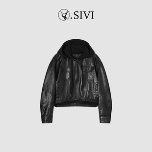 假两件连帽皮衣休闲短款 熙薇 时尚 2026新款 外套M2045 工革先锋