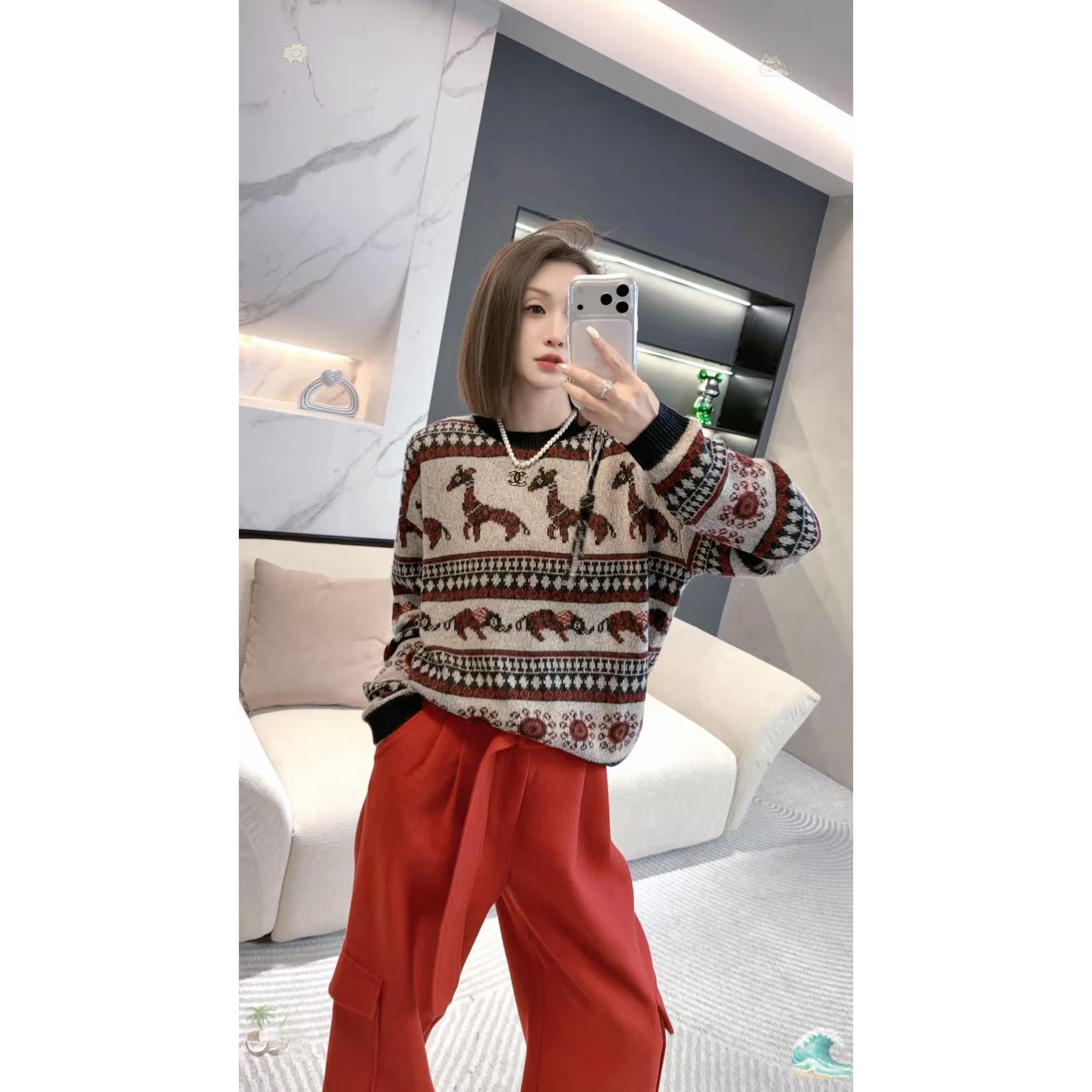 熙薇【幻兽织语】2025冬季新款时尚休闲百搭设计师毛衣H6620