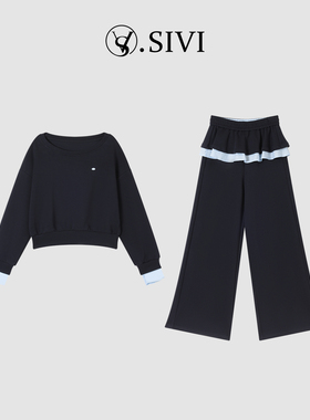 熙薇【小鸟依人】2026韩系露肩假两件卫衣卫裤套装显瘦休闲M2184