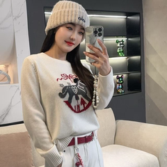 【可爱小马】2025秋冬新款马年设计师羊毛衫休闲上衣L5586