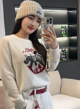 【可爱小马】2025秋冬新款马年设计师羊毛衫休闲上衣L5586