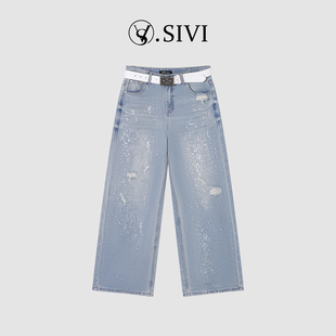 设计师休闲直筒牛仔裤 2026新款 M1003 春花点点 熙薇