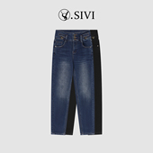 熙薇SIVI 2025冬季 新款 一体绒高弹超显瘦牛仔铅笔裤 H6087