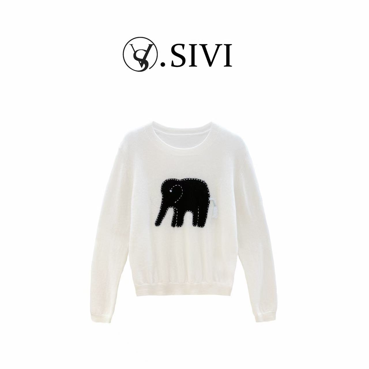 熙薇【卡通象】2025早秋新款时尚气质休闲毛衣上衣H5186