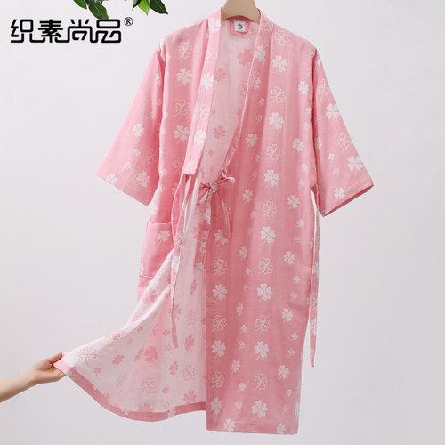 纯棉纱布浴袍大人大码可穿式浴巾