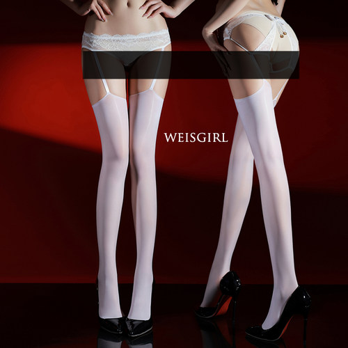 黑白双色薄款丝滑蕾丝吊带长筒袜cosplay纯欲御姐美腿丝袜中筒袜