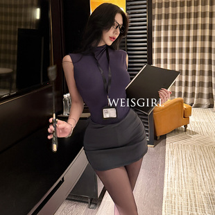 性感小胸夜场套装纯欲cosplay包臀教师御姐办公室OL秘书制服大码