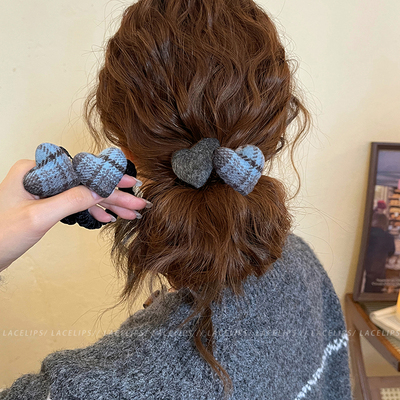 心动讯号~格纹爱心发圈女高级感