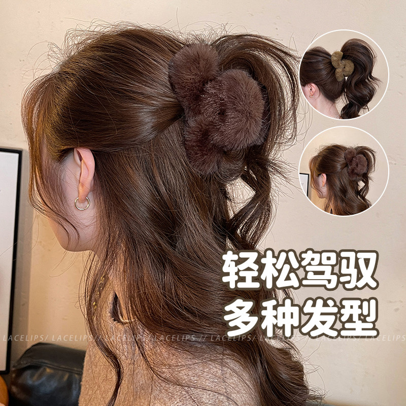 毛绒几字高马尾抓夹女2026新款后脑勺鲨鱼夹子高级感发夹气质发饰,饰品/流行首饰/时尚饰品新,发饰,淘宝优惠券,粉丝福利购,淘宝优惠卷
