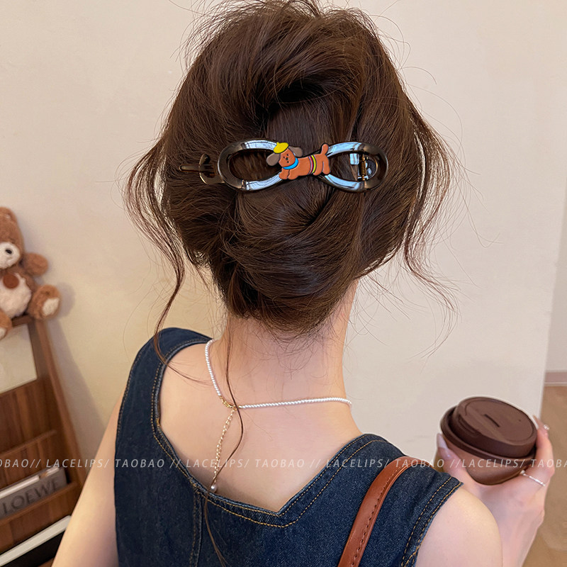 艺术小狗一字扭扭夹抓夹女高级感2025新款秋日后脑勺盘发夹子发饰,饰品/流行首饰/时尚饰品新,发饰,淘宝优惠券,粉丝福利购,淘宝优惠卷