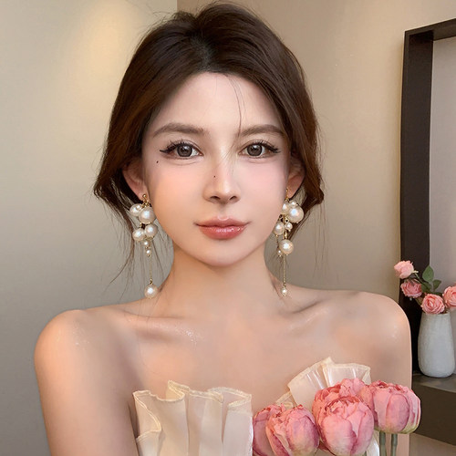 浪漫主义~度假风珍珠流苏耳环