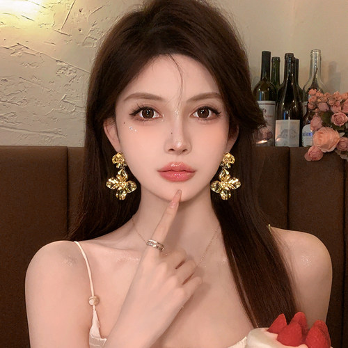 金粉世家轻奢高级感金色花朵耳环
