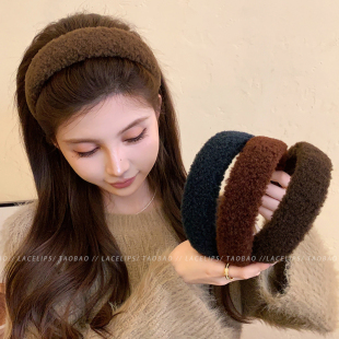 早春毛绒发箍女高颅顶日常外戴头箍2026新款 百搭头饰 洗脸发卡时尚