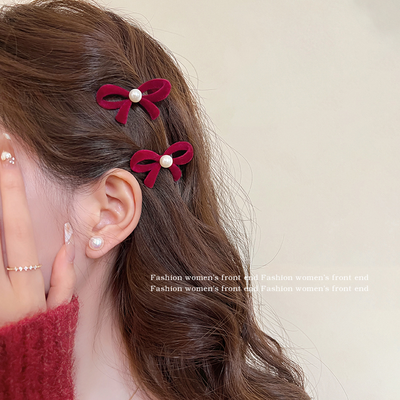 2025圣诞新款红色发饰蝴蝶结发夹
