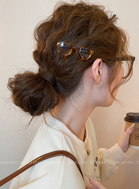 时髦精bi备！豹纹眼镜框发夹女前额碎发侧边刘海夹鸭嘴夹发卡发饰