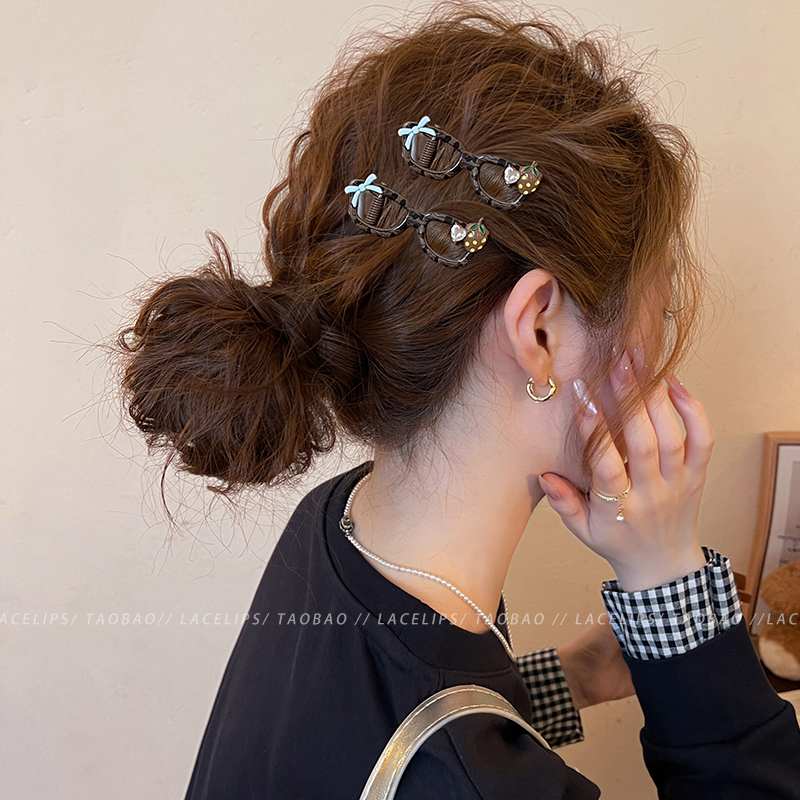 可盐可甜~草莓眼镜发夹女