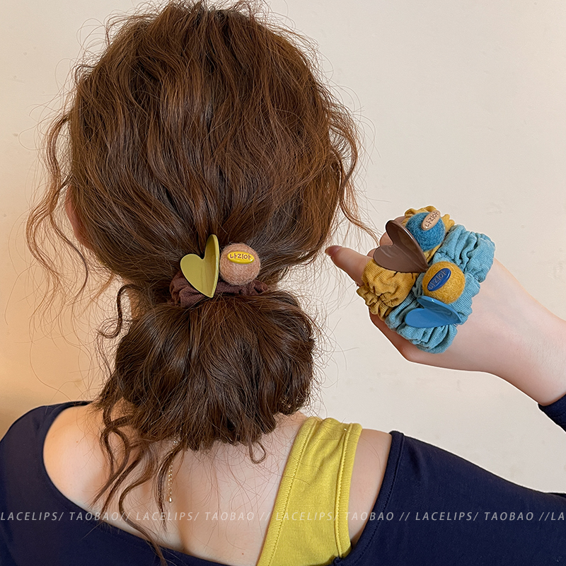 爱心毛毡球发圈女高级感