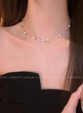 韩系珍珠鱼线项链女2026新款