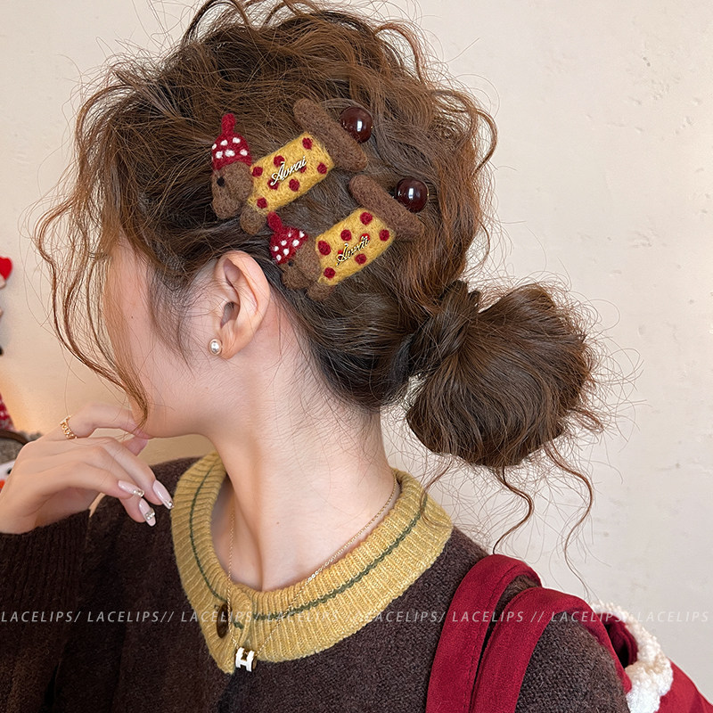 秋冬可爱毛毡小狗发夹女卡通边夹2026新款前额发卡高端刘海夹头饰,饰品/流行首饰/时尚饰品新,发饰,淘宝优惠券,粉丝福利购,淘宝优惠卷