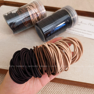 100根罐装加粗简约发绳高弹力耐用头绳扎头发橡皮筋女无痕小皮套