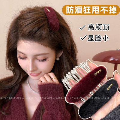 毛绒金标齿梳发夹女2025新款