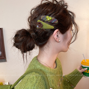 森系爱心纽扣发夹女边夹侧边碎发刘海夹子独特漂亮发卡新款头饰冬