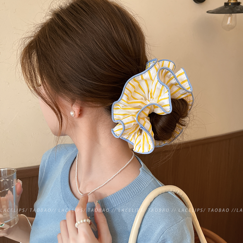 柠檬汽水~黄色条纹大肠发圈女