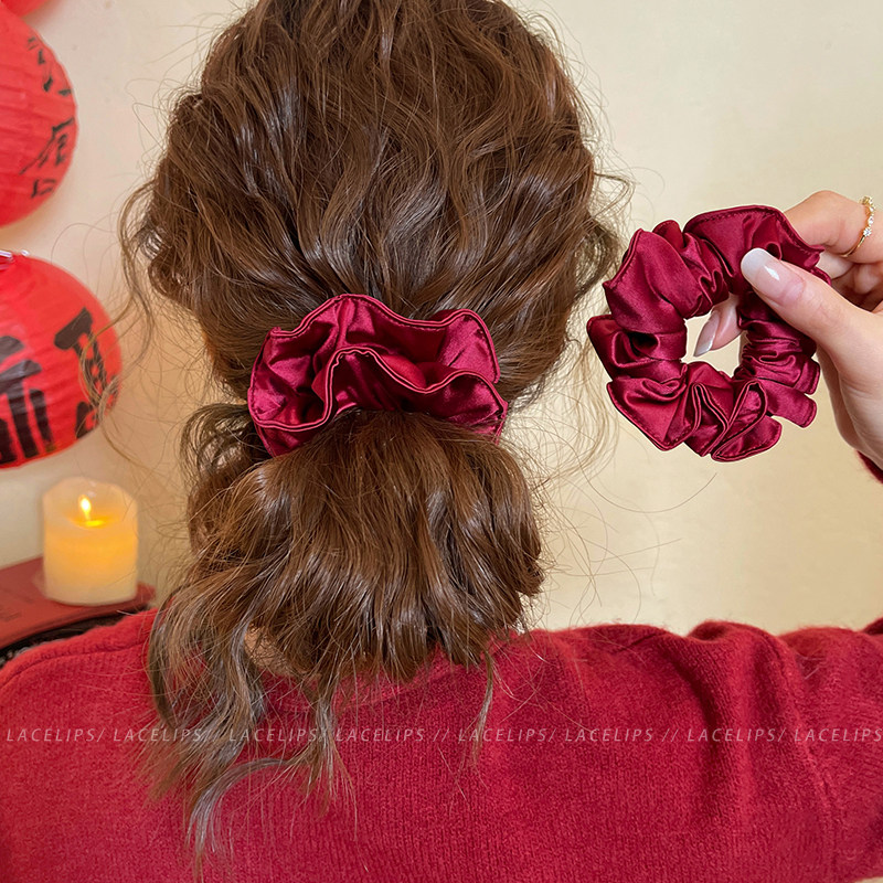 新年红色缎面大肠发圈女2025新款圣诞氛围感扎头发绳时尚头绳发饰,饰品/流行首饰/时尚饰品新,发饰,淘宝优惠券,粉丝福利购,淘宝优惠卷