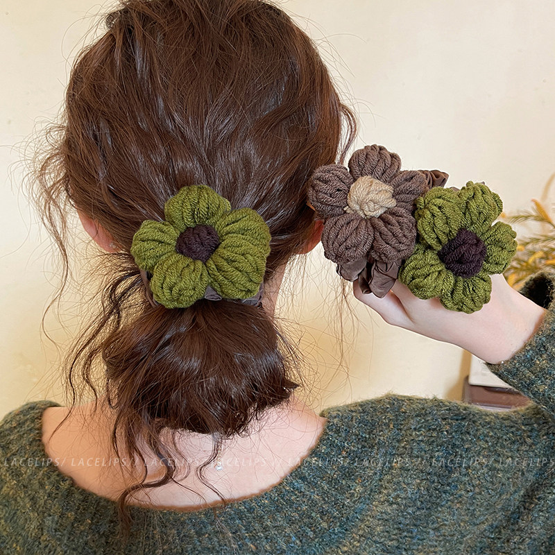 森系毛线花朵小肠发圈女高弹力皮筋头绳扎头发绳头花高级感发饰秋,饰品/流行首饰/时尚饰品新,发饰,淘宝优惠券,粉丝福利购,淘宝优惠卷
