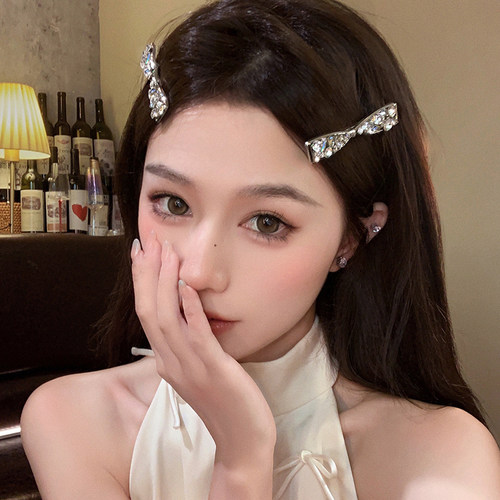 高级感水钻蝴蝶结发夹女2026新款