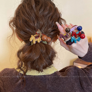 小马圆珠皮筋发圈女高级感扎丸子头发绳高弹力头绳巨好看百搭发饰