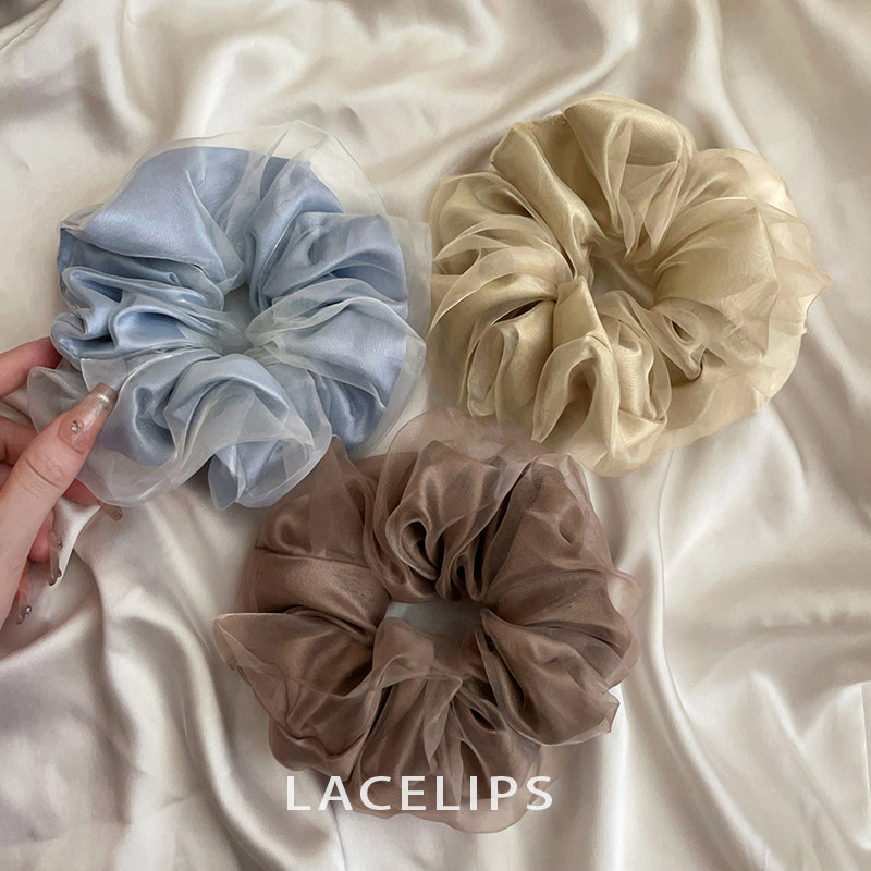 超仙纯色网纱大肠发圈女