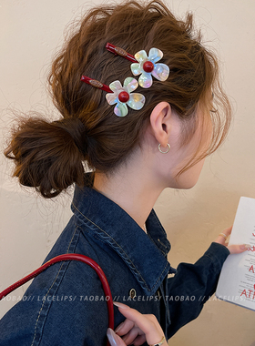春夏幻彩醋酸花朵发夹边夹侧边发卡2026新款刘海夹高级感前额发饰
