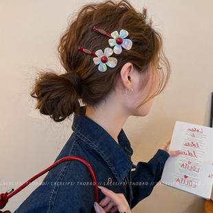 幻彩醋酸花朵发夹女边夹侧边发卡2026新款刘海夹鸭嘴夹前额发饰春
