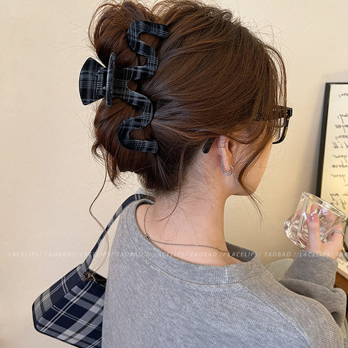 灰格雷系~丝绒抓夹高级春