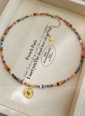 彩虹石太阳花项链女2026新款