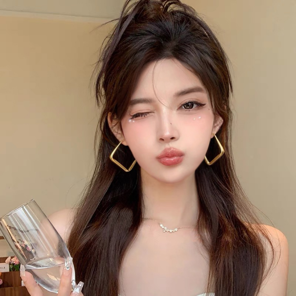 欧美夸张大气菱形耳环高级感女