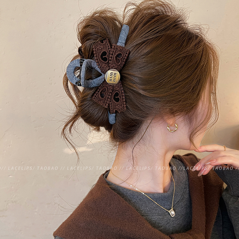 气质女主~金标蝴蝶结抓夹女