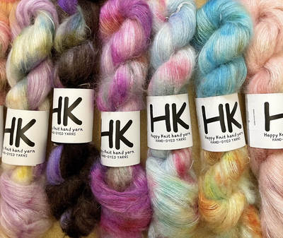 新品Happy Knit手染真丝进口超幼马海毛425米手编毛线白厂丝柔软