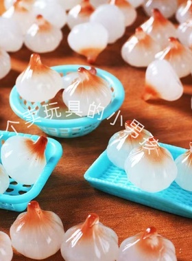 仿真蔬菜蒜苗可爱夜光小物件办公室好物大蒜树脂办公桌装饰摆件