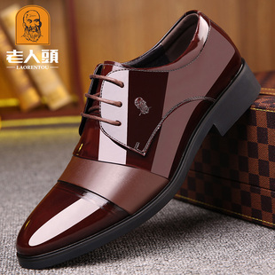系鞋带男土商务正装皮鞋内增高真皮男鞋棕色德比鞋春秋四季款单鞋