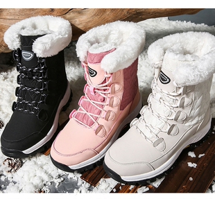 东北雪地靴女高帮防水防滑加绒加厚哈尔滨保暖防寒棉鞋冬零下30度